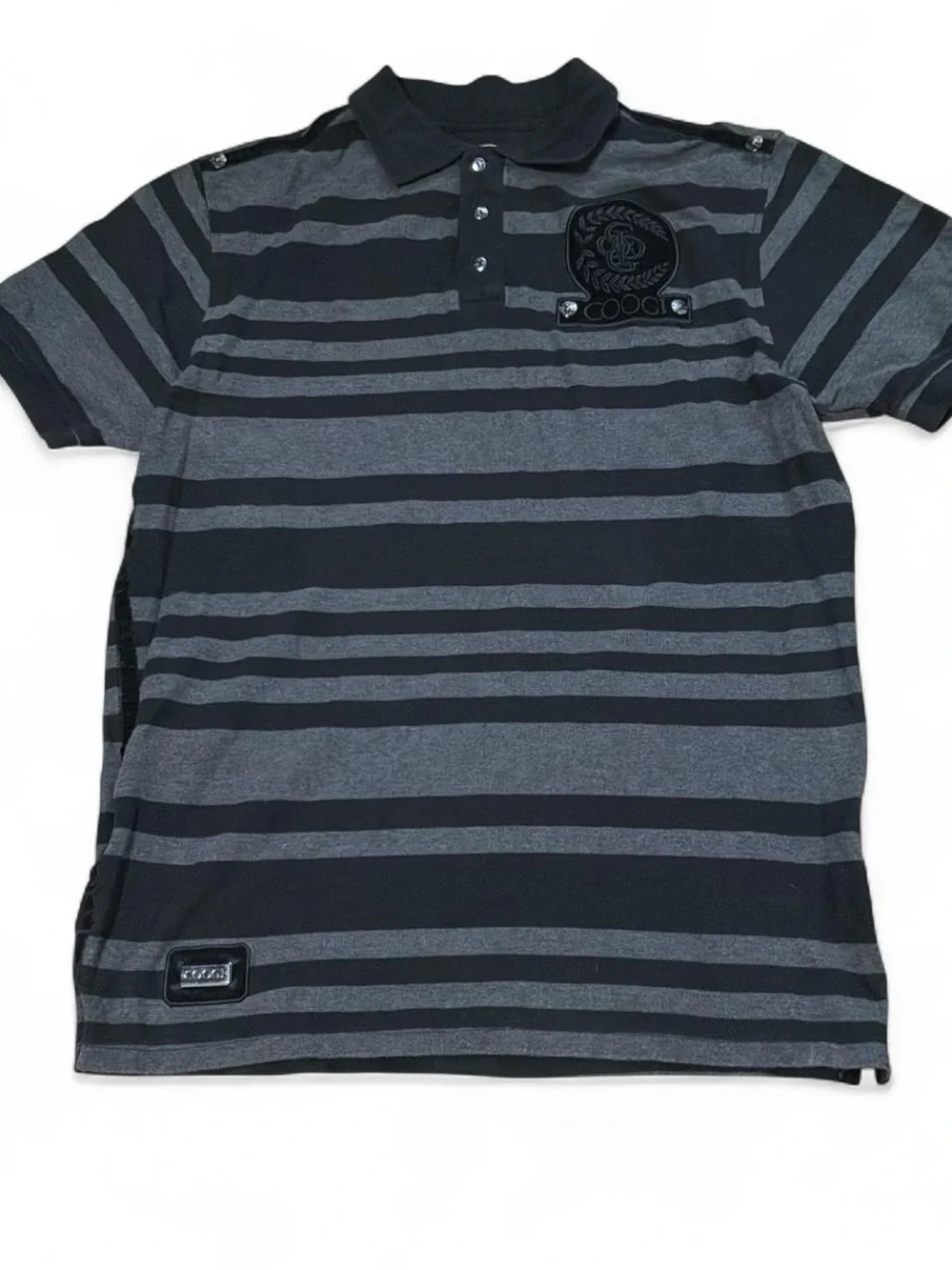 COOGI Men's Black & Gray Striped Polo